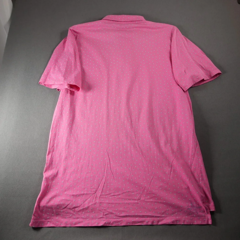 B. Draddy Performance Golf Micro Teardrop Print Pima Cotton Men Polo Shirt M
